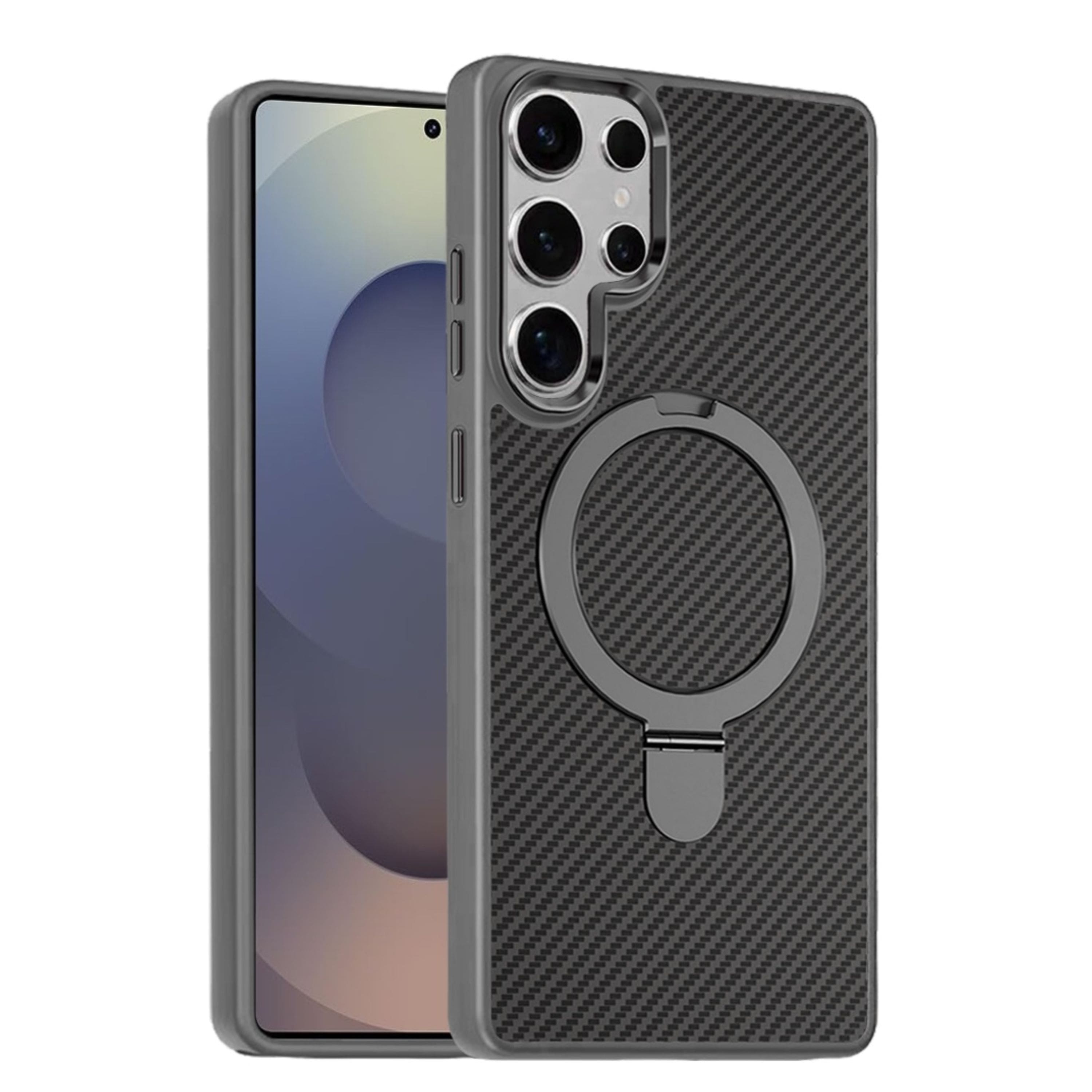 Kitcheniva - Carbon Fiber Print Design Ring Stand Circle With Tempered Glass For Samsung Galaxy S25 Ultra - Gray price history on PriceWatchPro