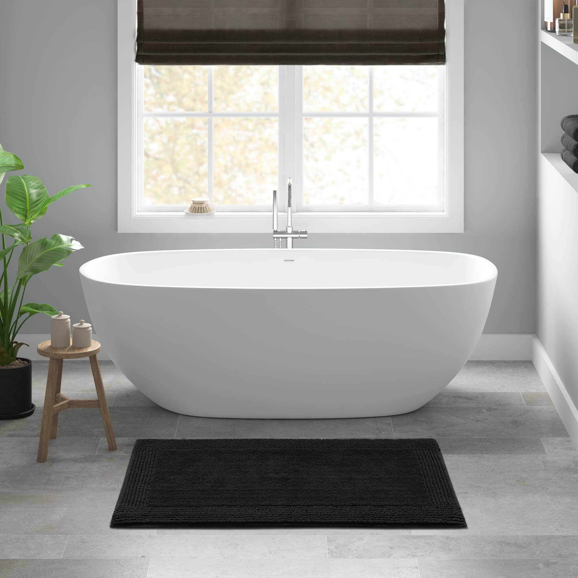 APRILSOUL - 1 PCS 20x30 100 Cotton Tufted 3000 GSM Reversible Bath Rug - Black