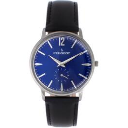Peugeot - Men's 40mm Vintage Remote Sweep Leather Strap Watch - Blue