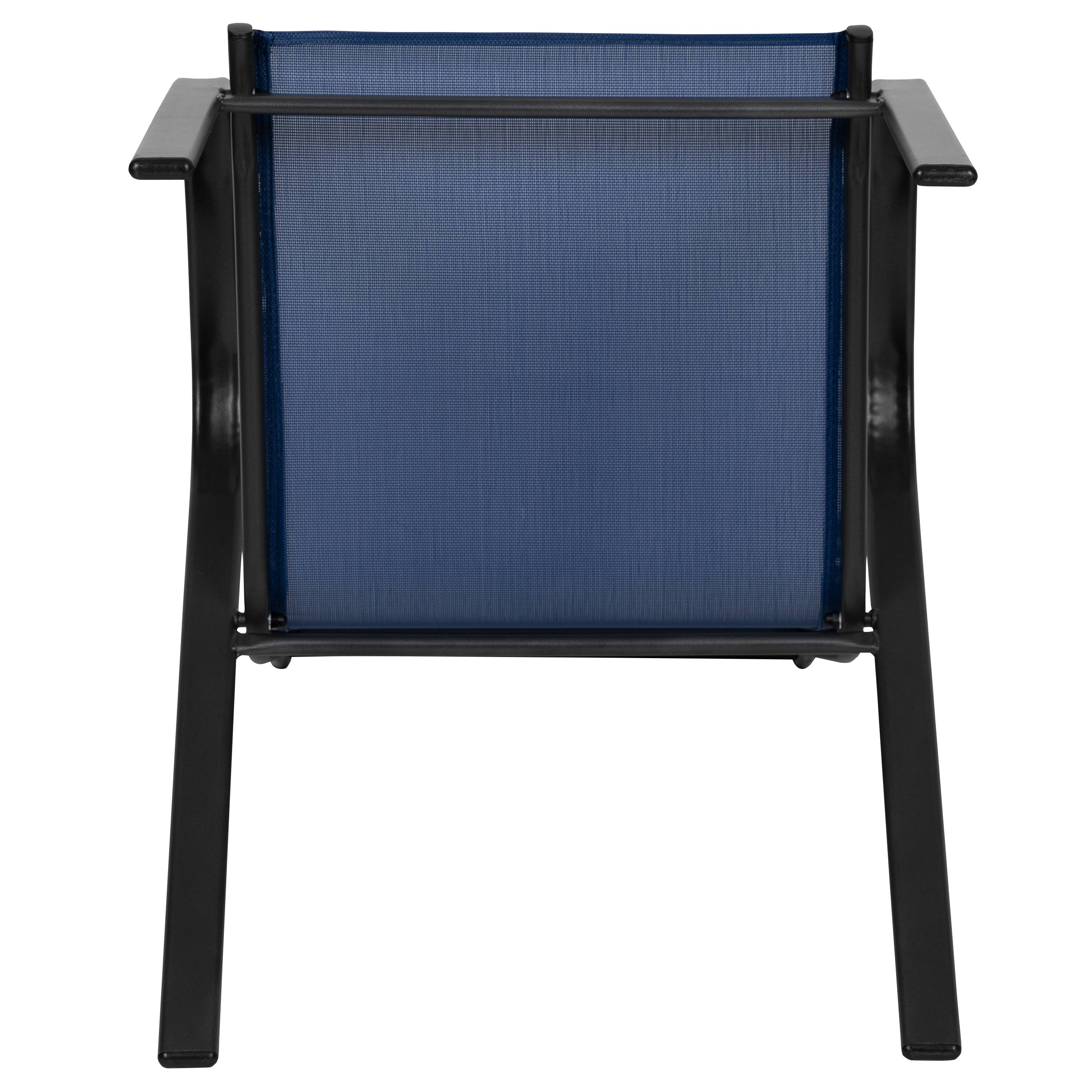 Alt View 10. Emma + Oliver - 4 Pack Outdoor Stack Chair with Flex Comfort Material - Patio Stack Chair - Navy.