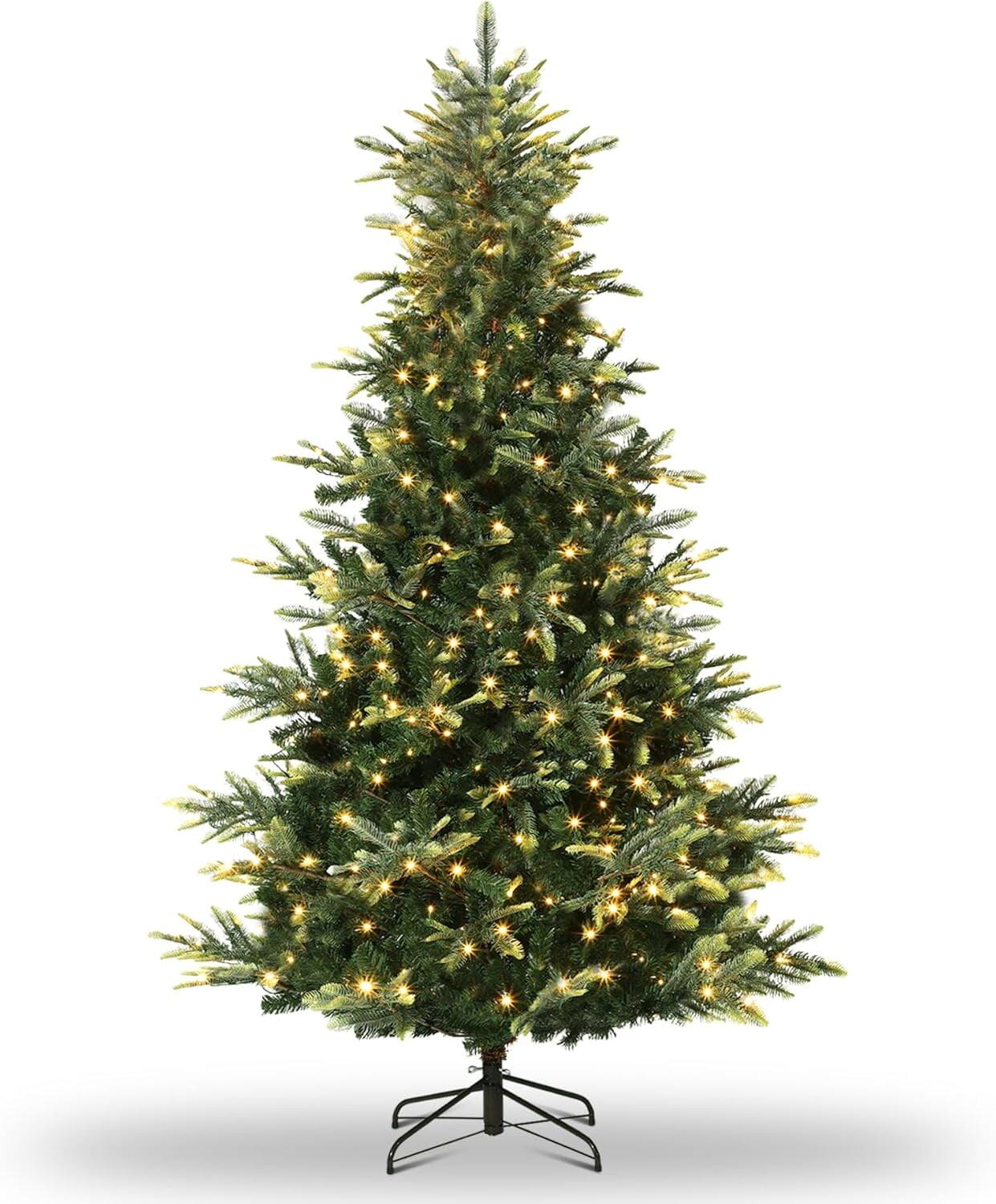 Front. Qeetex - 6.5ft Pre-Lit Artificial Christmas Tree, Spruce Tree for Home, Office, Party Decorations - 6.5ft.