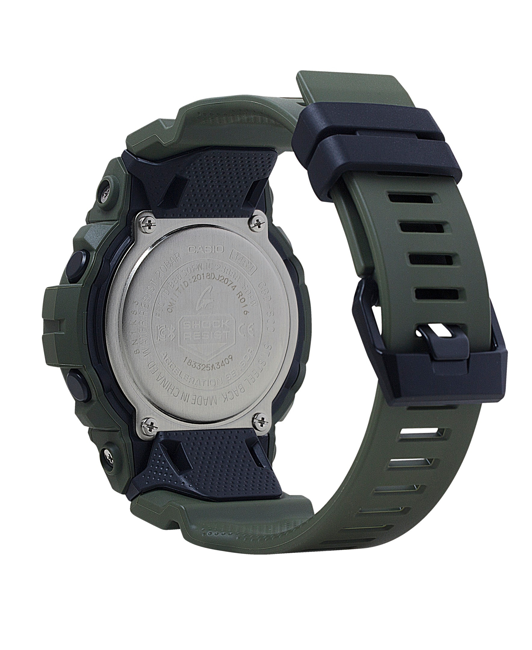 Angle. Casio - Men's G-Shock Power Trainer with Bluetooth Mobile Link 49mm Watch - Green.