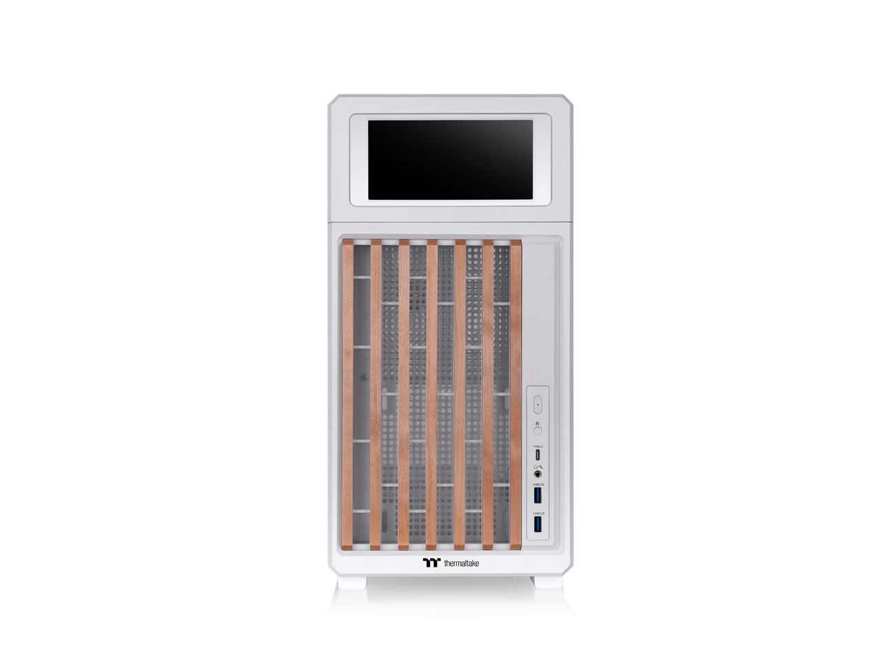 Alt View 3. Thermaltake - Thermaltake TR300 WS; 6.0" LCD; Wood Trim; Mid Tower; 1x120mm Fan; ATX/mATX/mITX; 360mm Rad; 410mm GPU; Snow - Snow.