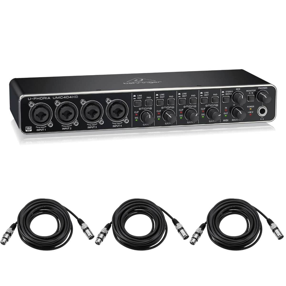 U-PHORIA UMC404HD

LINE IN 1
LINE IN 2
LINE IN 3
LINE IN 4

PAD
LINE
INST
CLIP
SIG
GAIN

STEREO IN
MIX
MONITOR
PHONES

MIDI IN
MAIN OUT

POWER

192kHz

INPUT 1
INPUT 2
INPUT 3
INPUT 4

CLIP
CLIP
CLIP
CLIP

GAIN
GAIN
GAIN
GAIN

MAIN OUT
+8dB

PHONES