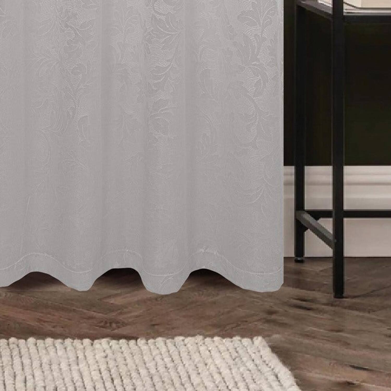 Alt View 2. Olivia Gray - Olivia Gray 100% Polyester 200 GSM Dyson Embossed Blackout Grommet Curtain Panel 54" x 90" White - White.