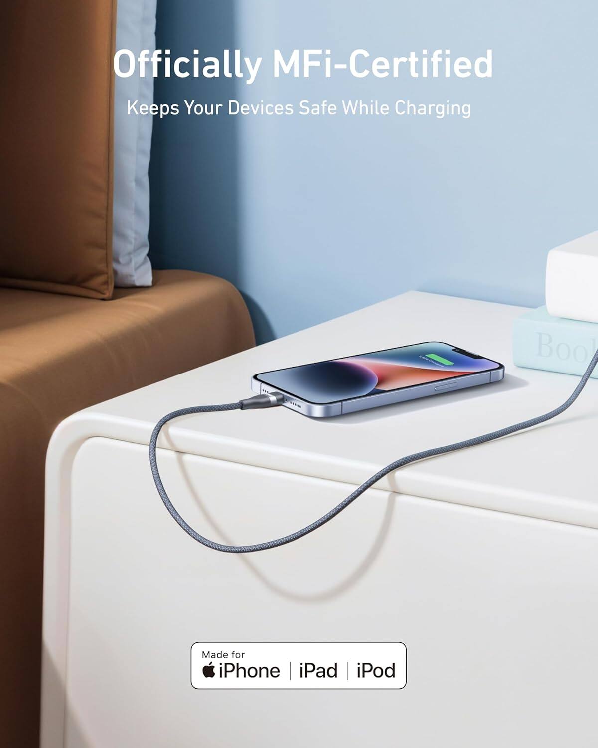 Officially MFi-Certified  
Keeps Your Devices Safe While Charging  

Made for iPhone | iPad | iPod
