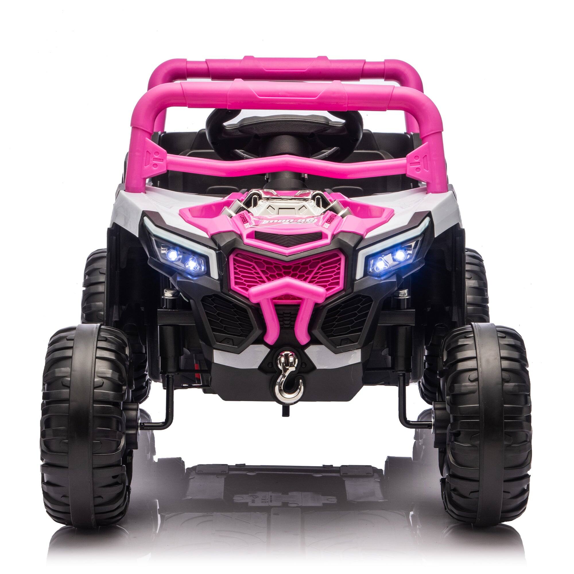 Alt View 10. BreeBe - 12V Kids Ride-On Electric UTV with 2.4G Parental Remote, Slow Start, Swing, Shock Absorbers, LED Music, Ages 3-5 - Pink.