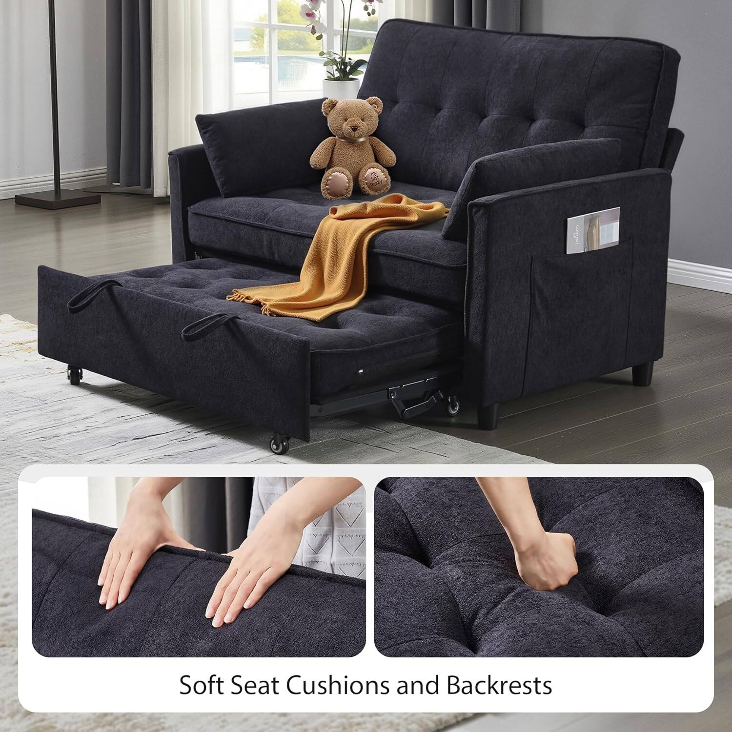The text on the image should be corrected and grouped as follows:

"Soft Seat Cushions and Backrests"