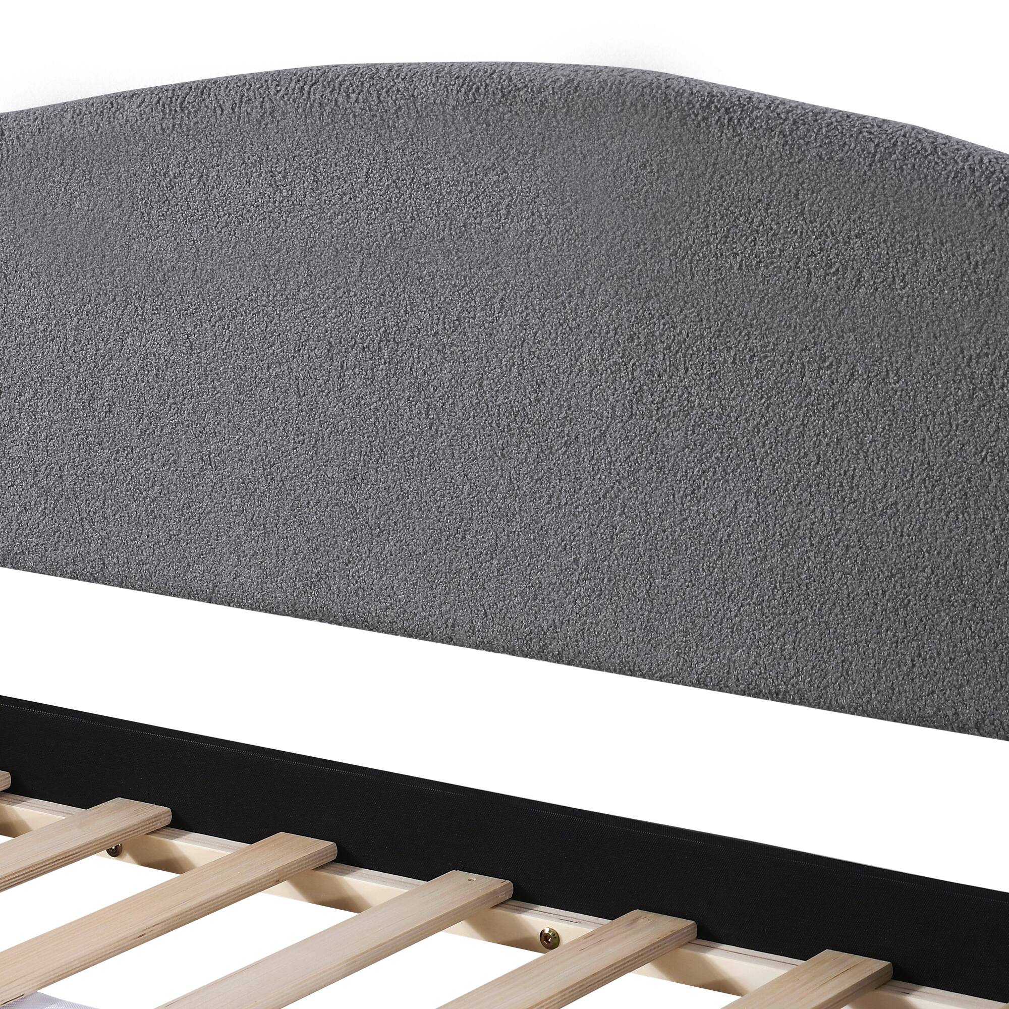 Alt View 7. Tiramisubest - Full Size Upholstered Daybed with Storage Armrests, Trundle and Latest Integrated Bluetooth Audio System, Teddy Fleece - Gray.