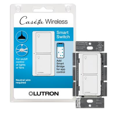 Front. Lutron - Caseta Smart Switch for All Bulb Types or Fans, 5A - White.