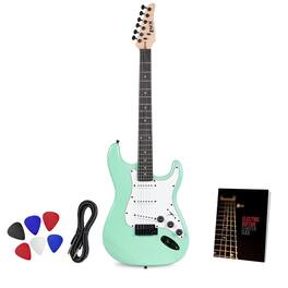 Lyxpro - CS 39” Electric Guitar Kit for Beginner with Amp Cable, 6 Picks & Guide - Green