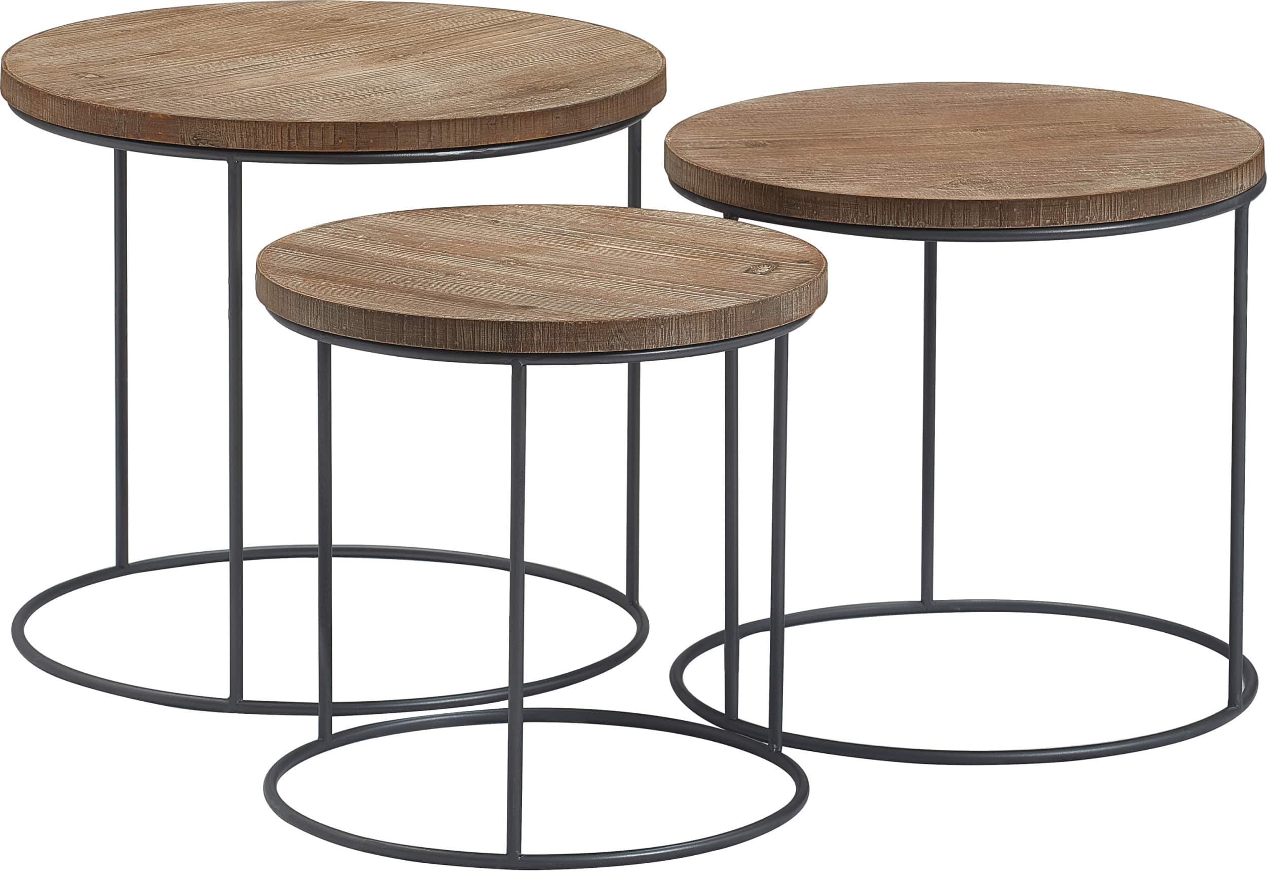 Tommy Hilfiger - Berkshire Nesting Side Tables, Set of 3 - Distressed Wood