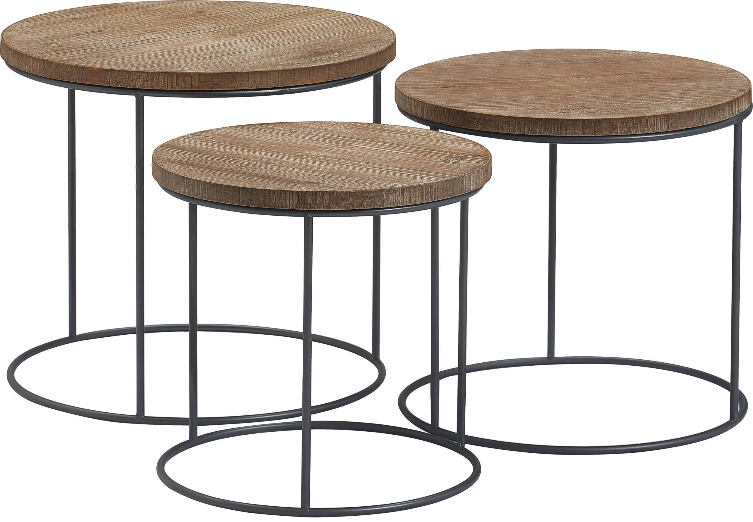 Front. Tommy Hilfiger - Berkshire Nesting Side Tables, Set of 3 - Distressed Wood.
