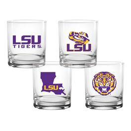 Indigo Falls - LSU Tigers 4-Pack Collector's 14oz. Rocks Glass Set - Multicolor