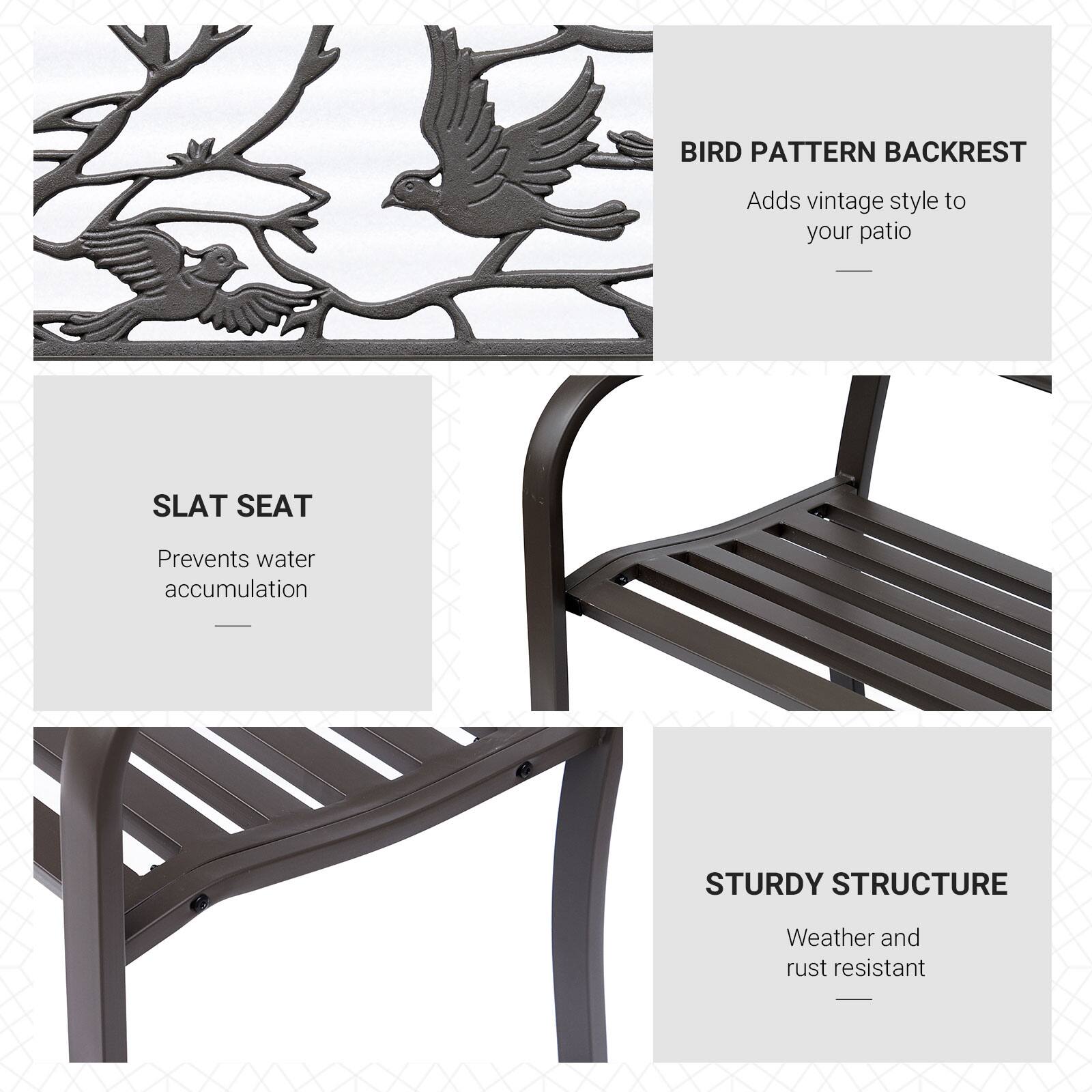 BIRD PATTERN BACKREST - SLAT SEAT - STURDY STRUCTURE