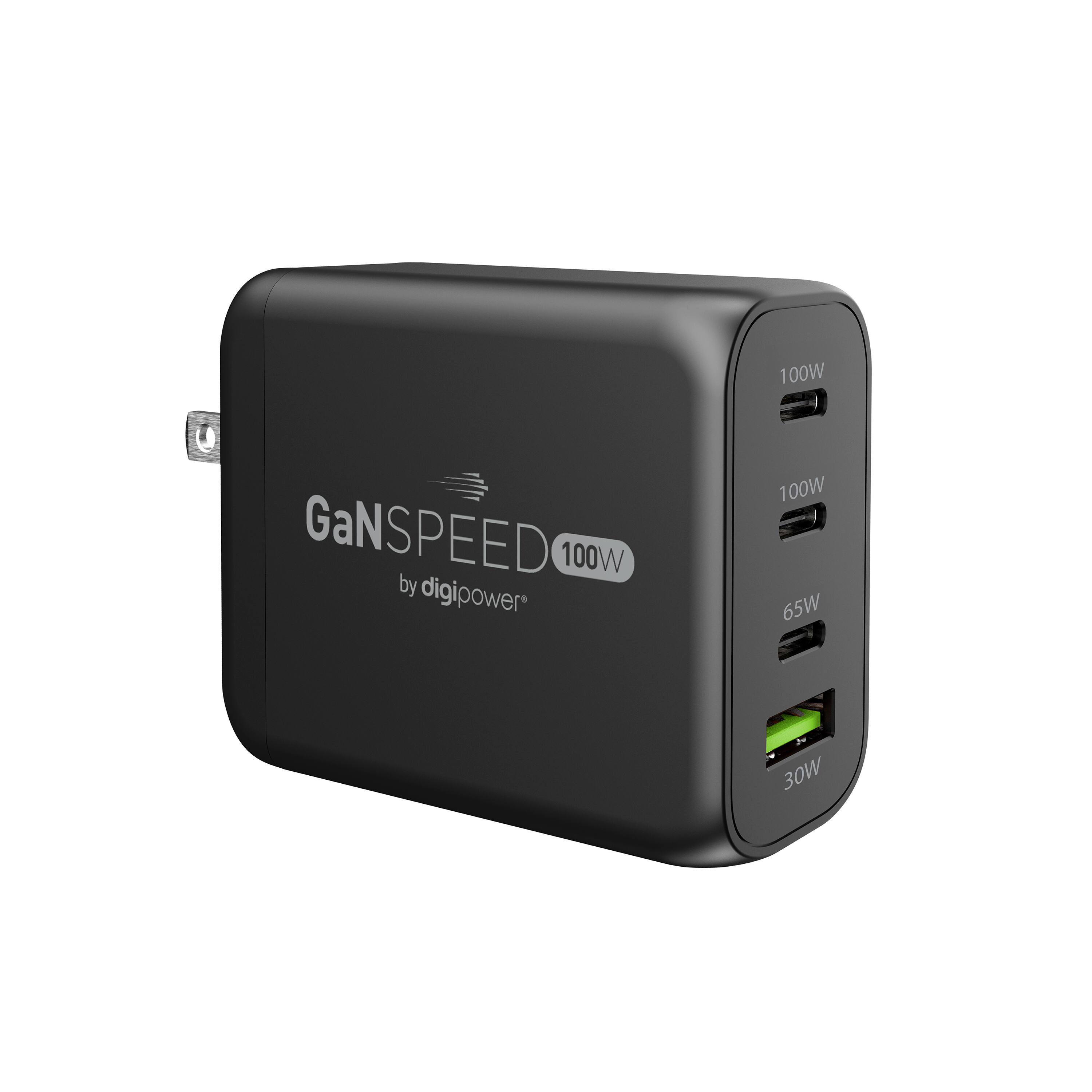 Digipower - GaN Speed 100W USB-C and USB-A Charger – Ultra Compact & High-Speed Charging - Black