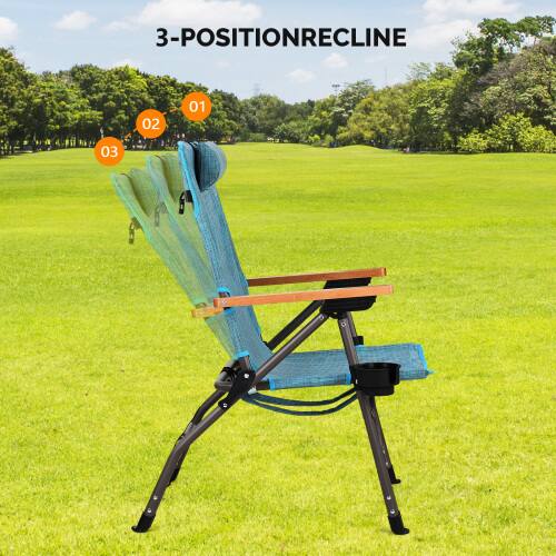 Alt View 4. Winado - 34in Portable Aluminum Folding Backpack Camping Chair for with Cup Holder, Heavy Duty for Adults, Outdoor Lawn Beach - Blue.