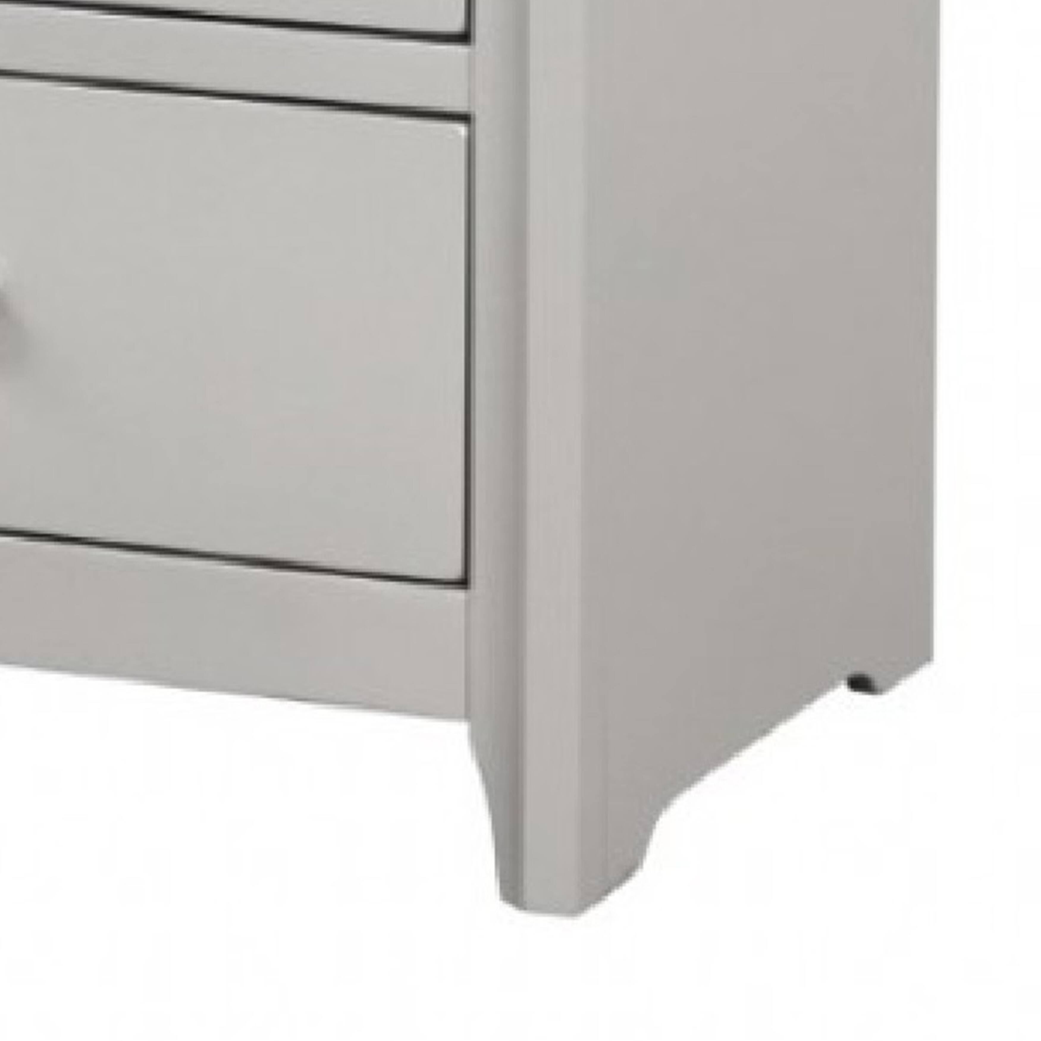 Alt View 3. Manhattan Lane - Broy Nightstand, 2 Drawers, Crystal Knobs,25 Inch - Champagne Gray, Nickel.