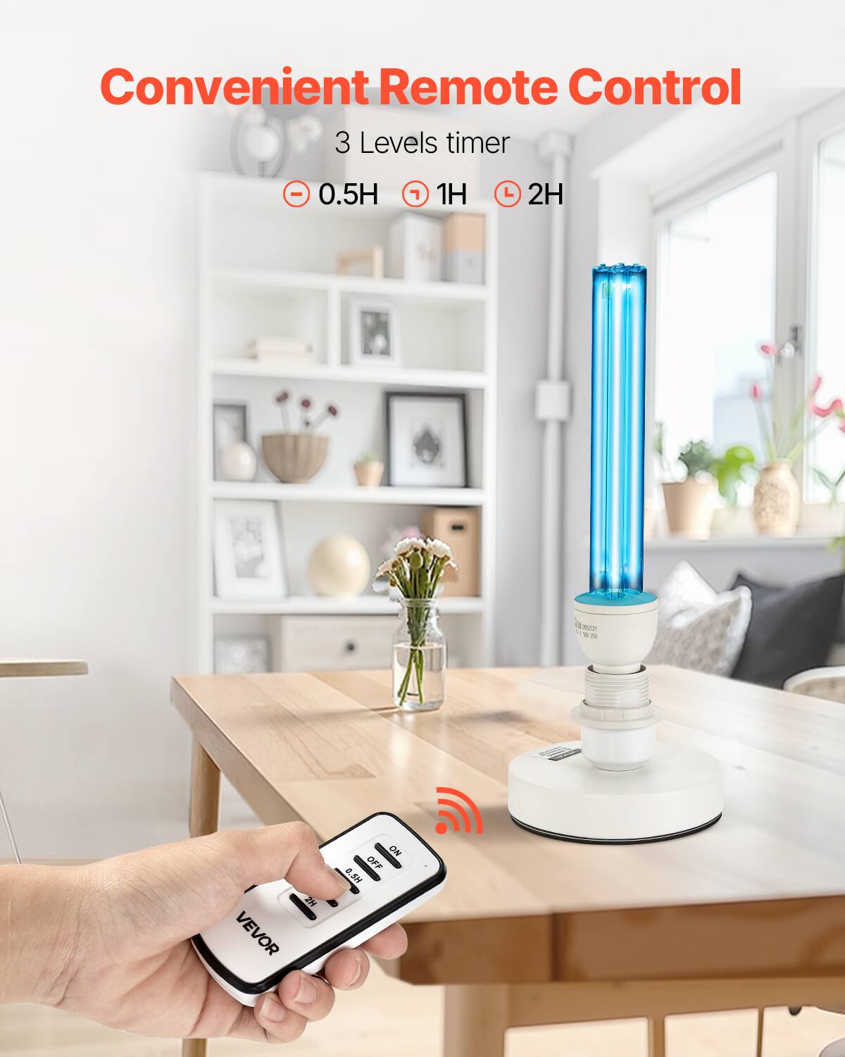 Convenient Remote Control
3 Levels timer - 0.5H, 1H, 2H