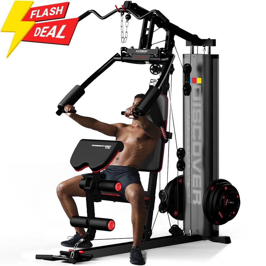 HARISON - Multifunctional Home Gym Exercise Equipment, Full Body Workout Equipment with Pulley System(BB11511) - Black