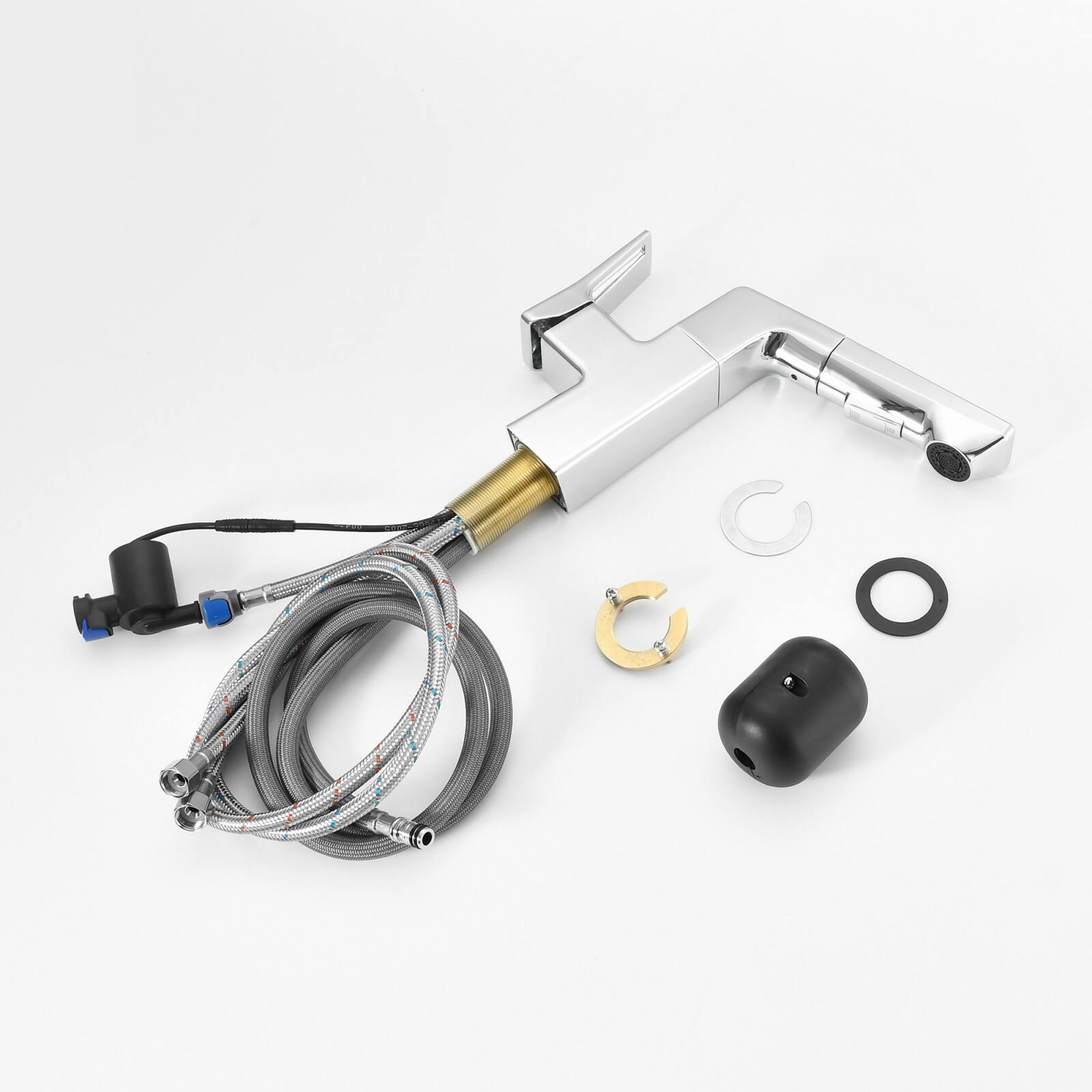 Alt View 7. Glintex - Smart LED Bathroom Faucet Chrome - Temperature Digital Display, Pull Down Sprayer for RV and Home Sinks - Chrome.