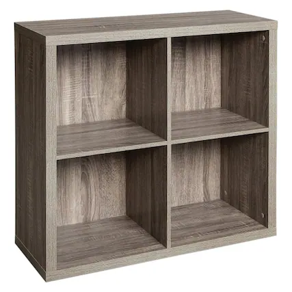 Front. ClosetMaid - ClosetMaid 4 Cube Storage Shelf Bookshelf Home Organizer with Back Panel, Gray - Weathered Gray.