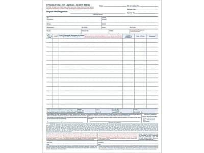 TOPS - 3-Part Carbonless Bill of Lading, 11.44"L x 8.5"W, 50 Sets/Book - White