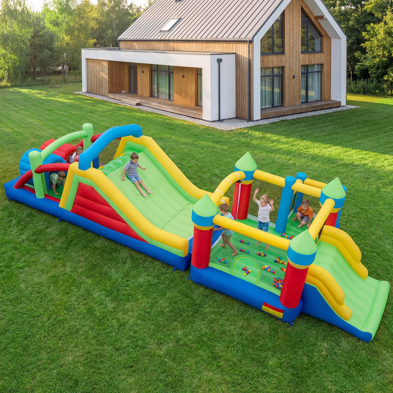 Alt View 1. Gymax - Gymax Inflatable Bounce Castle w/Jumping House Ocean Balls Dual Slides 750W Blower - Multicolor.