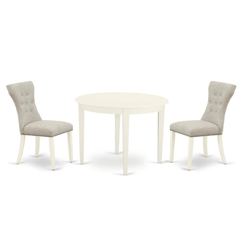 Back. East West Furniture - Dining Room Set Linen White - Brown.