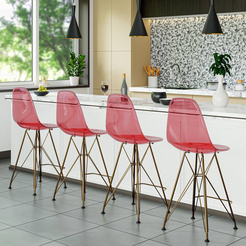 LeisureMod Cresco Modern Acrylic Barstool, Clear Swivel Counter Height ...