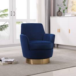 Trinkets Crazed - Swivel Barrel Chair,Modern Comfy Velvet Upholstered Round Swivel Accent Chairst,360 Degree Single Sofa Chair Armchair - Navy