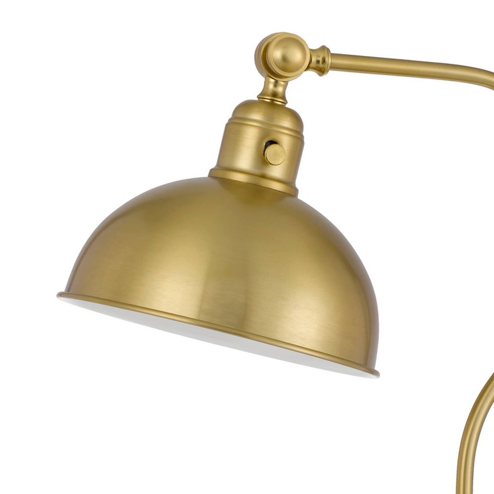 Angle. Manhattan Lane - 25 Inch Metal Curved Desk Lamp, Adjustable Dome Shade - Brass.