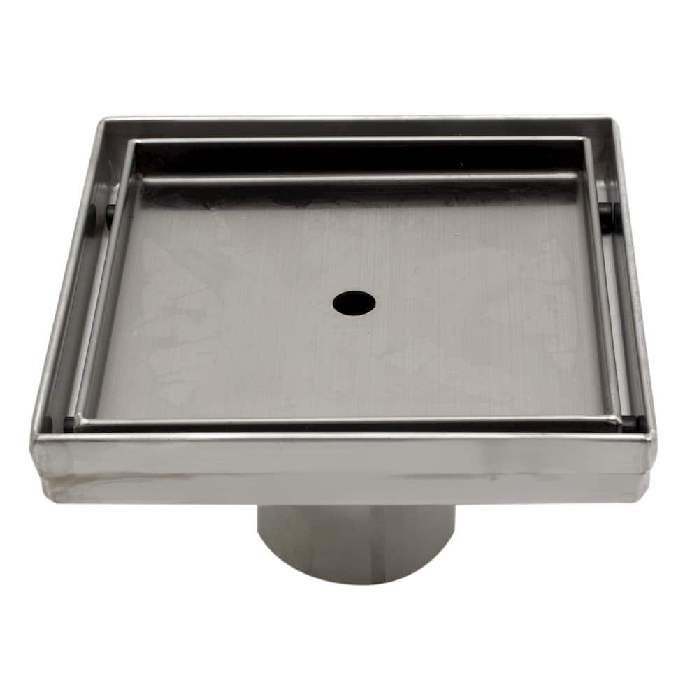 Photos - Shower System Alfi  5" x 5" Modern Square Stainless Steel Shower Drain w/o Cover - Gray ABSD55A 