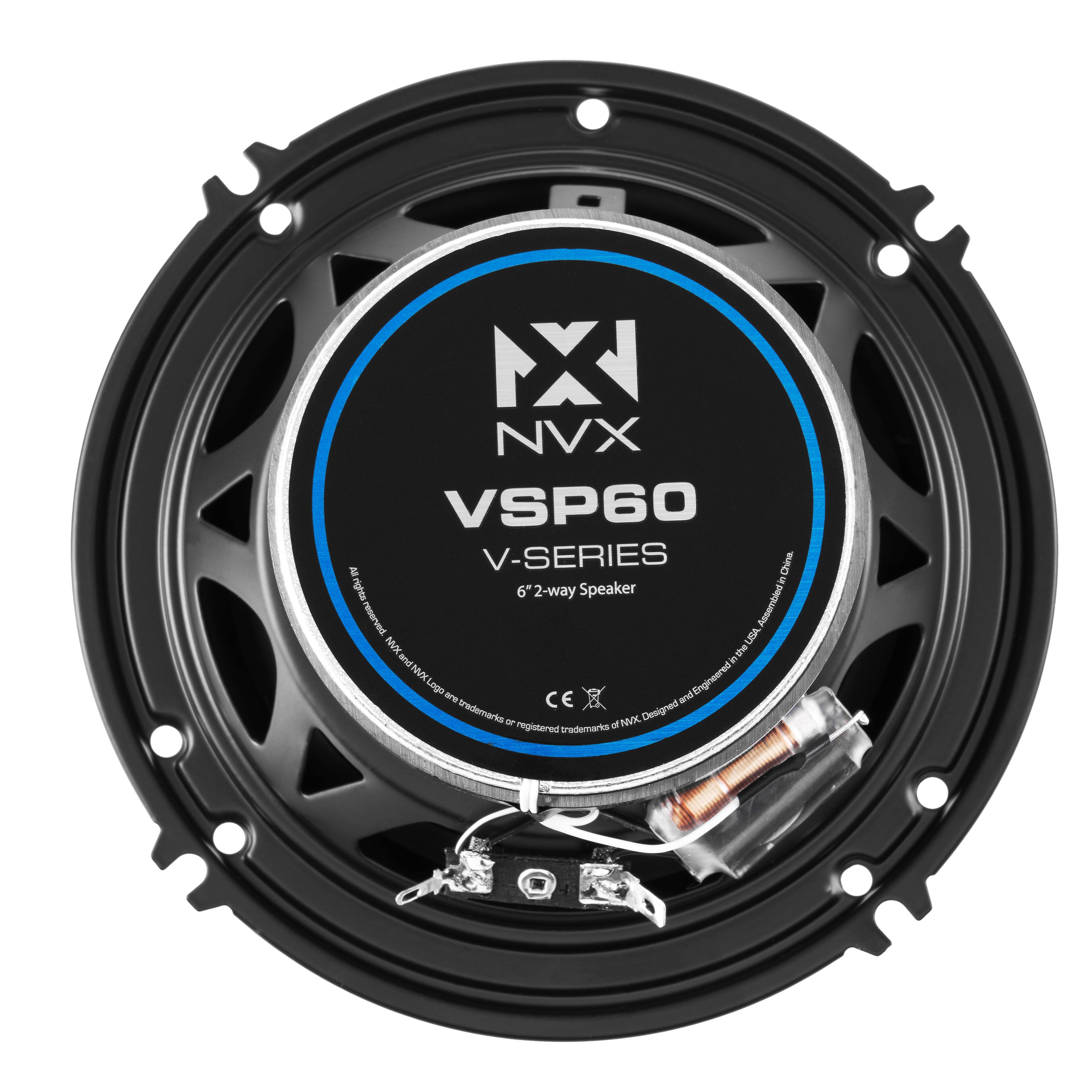 NX NVX VSP60 V-SERIES 6" 2-way Speaker Assembled  
Chira Alrights.renerves SA  
The MandXLags and E WKLige x ingineered Lngs - CE and Drauterarks - NVK Designed registered trademarks of