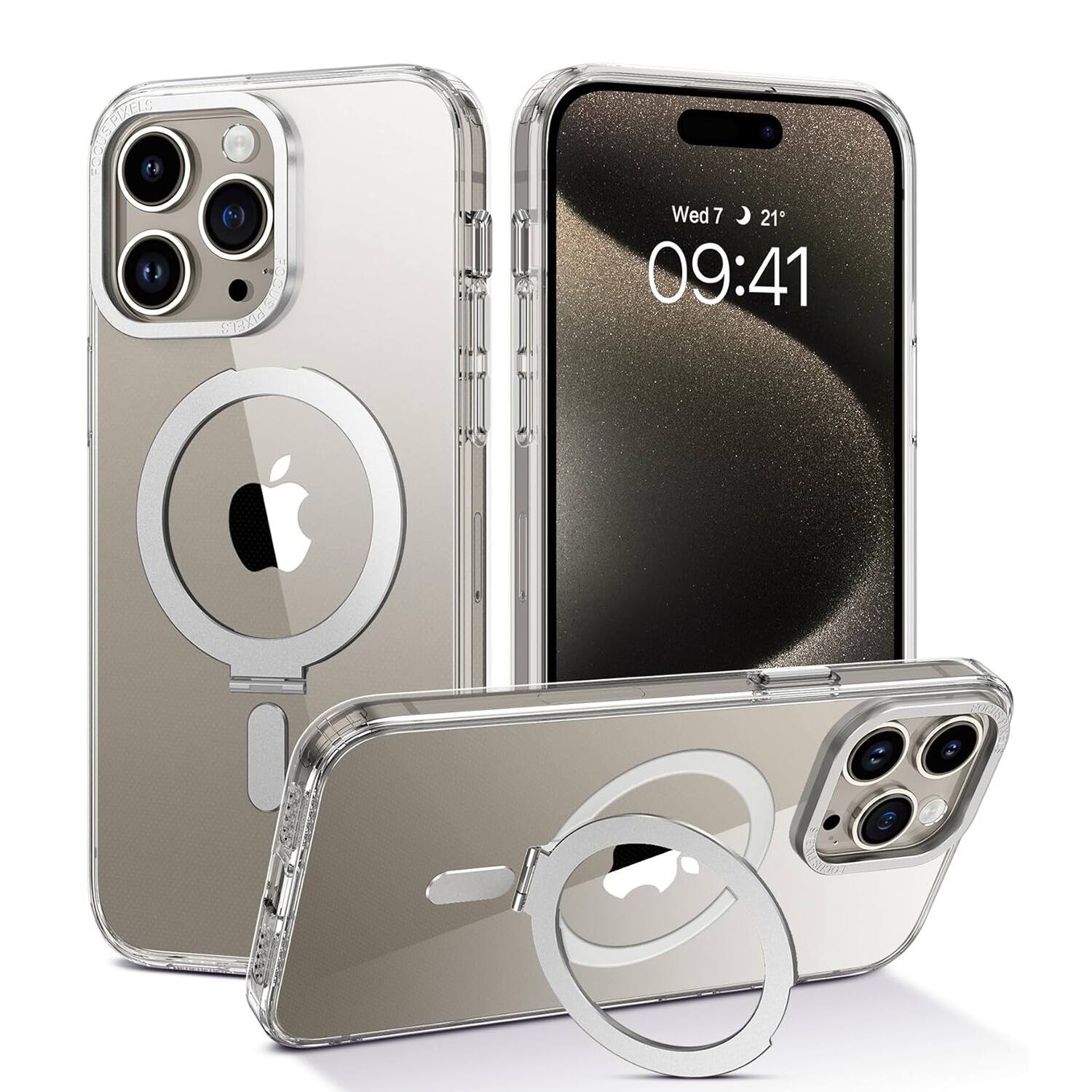 Alt View 11. SaharaCase - Hybrid-Flex Kickstand Case with MagSafe for Apple iPhone 15 Pro - Clear.