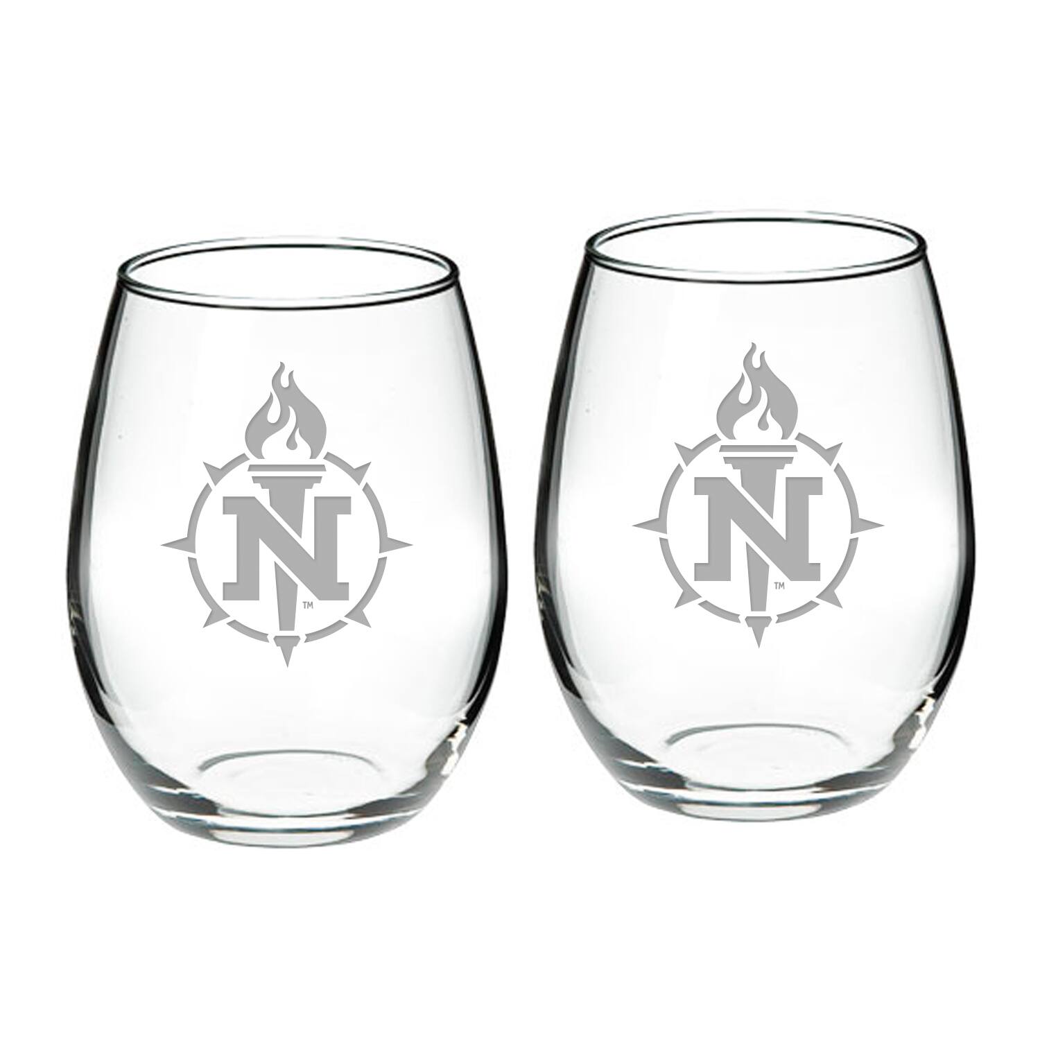Front. Jardine - Northern Michigan Wildcats 21oz. 2-Piece Stemless Wine Glass Set - Multicolor.