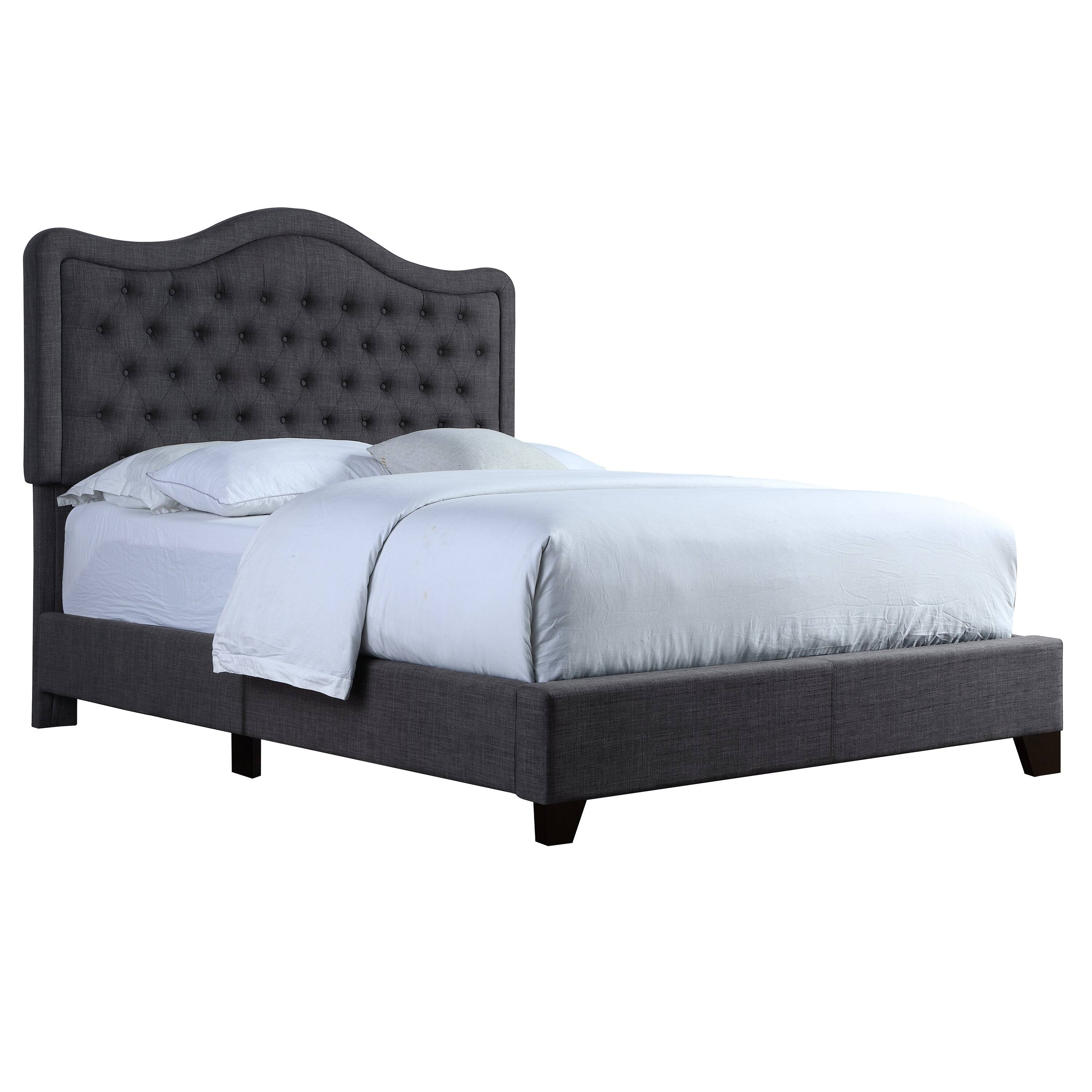 Boyel Living - Curved Tufted Upholstered Bed with Solid Wood Frame - Dark Gray