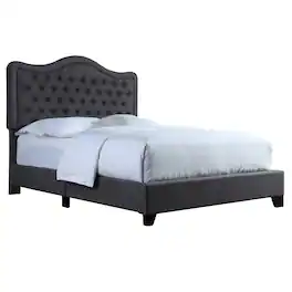 Boyel Living - Curved Tufted Upholstered Bed with Solid Wood Frame - Dark Gray
