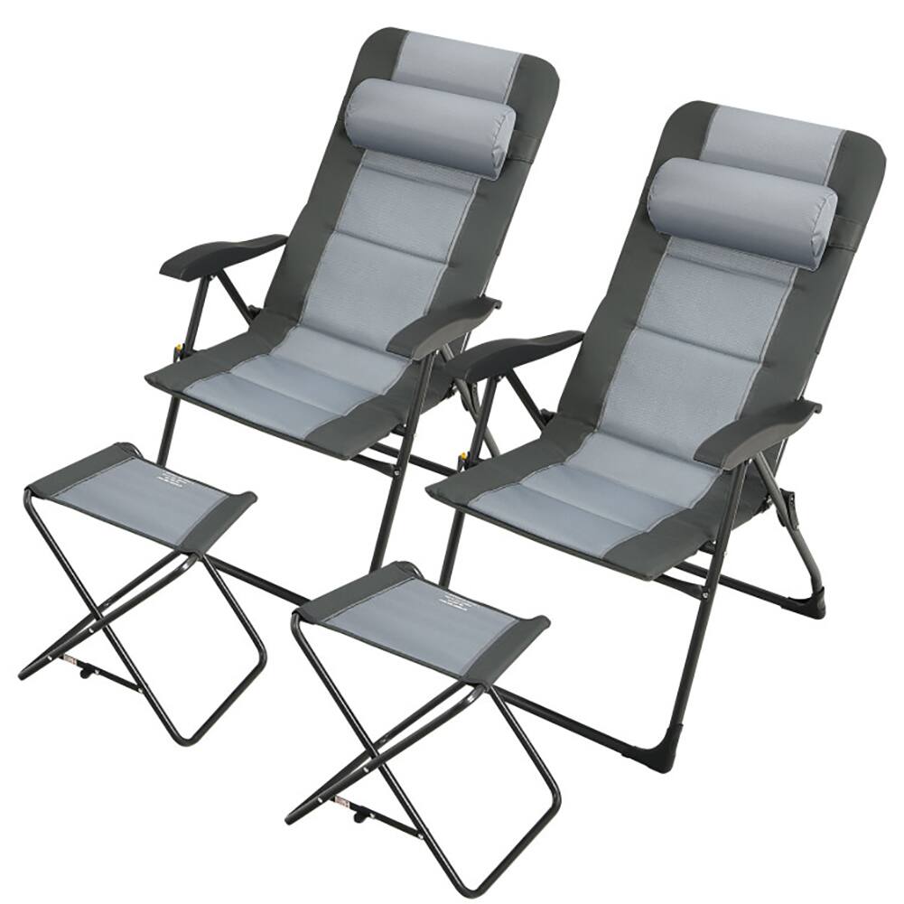 Alt View 2. Pefilos - 7 Position Adjustable Reclining Backrest Beach Chair- 2 Pack - Gray.