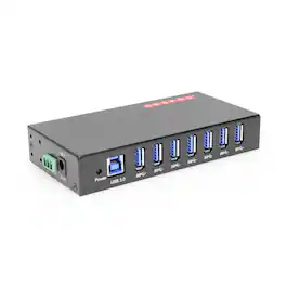 Gearmo - 7-Port USB 3.0 Din Rail Mountable Hub Metal Chassis - Black