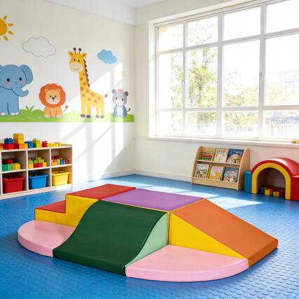 Front. Siljoy - 6-Piece Toddler Foam Climbing Blocks, Stackable Soft Play Set, Touch Fasteners, 132lb Load, Ages 12-36 Months - Multicolor.