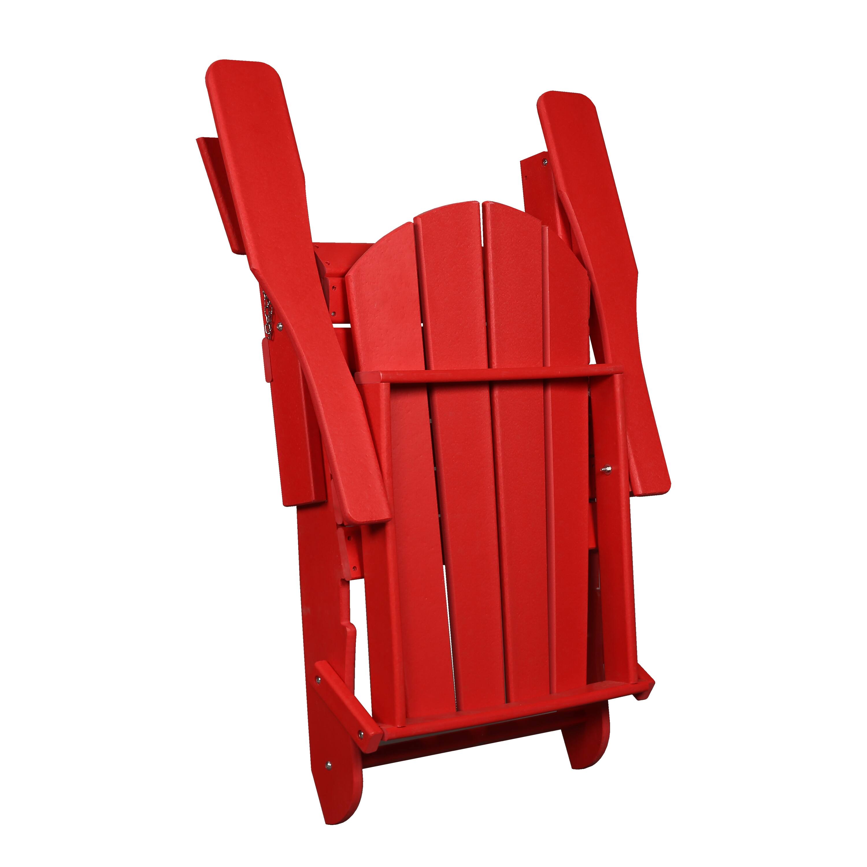 Angle. Bestier - Folding Patio Adirondack Chair, All-Weather HDPE Outdoor Chair for Poolside Backyard Lawn Decks Gardens - Red.