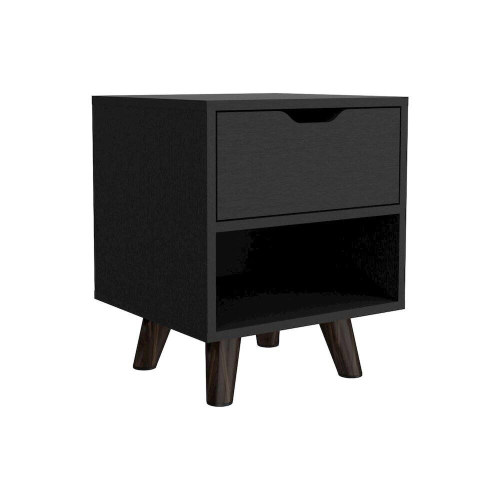 Front. TuHome - Crail Nightstand Black MDF - Black.