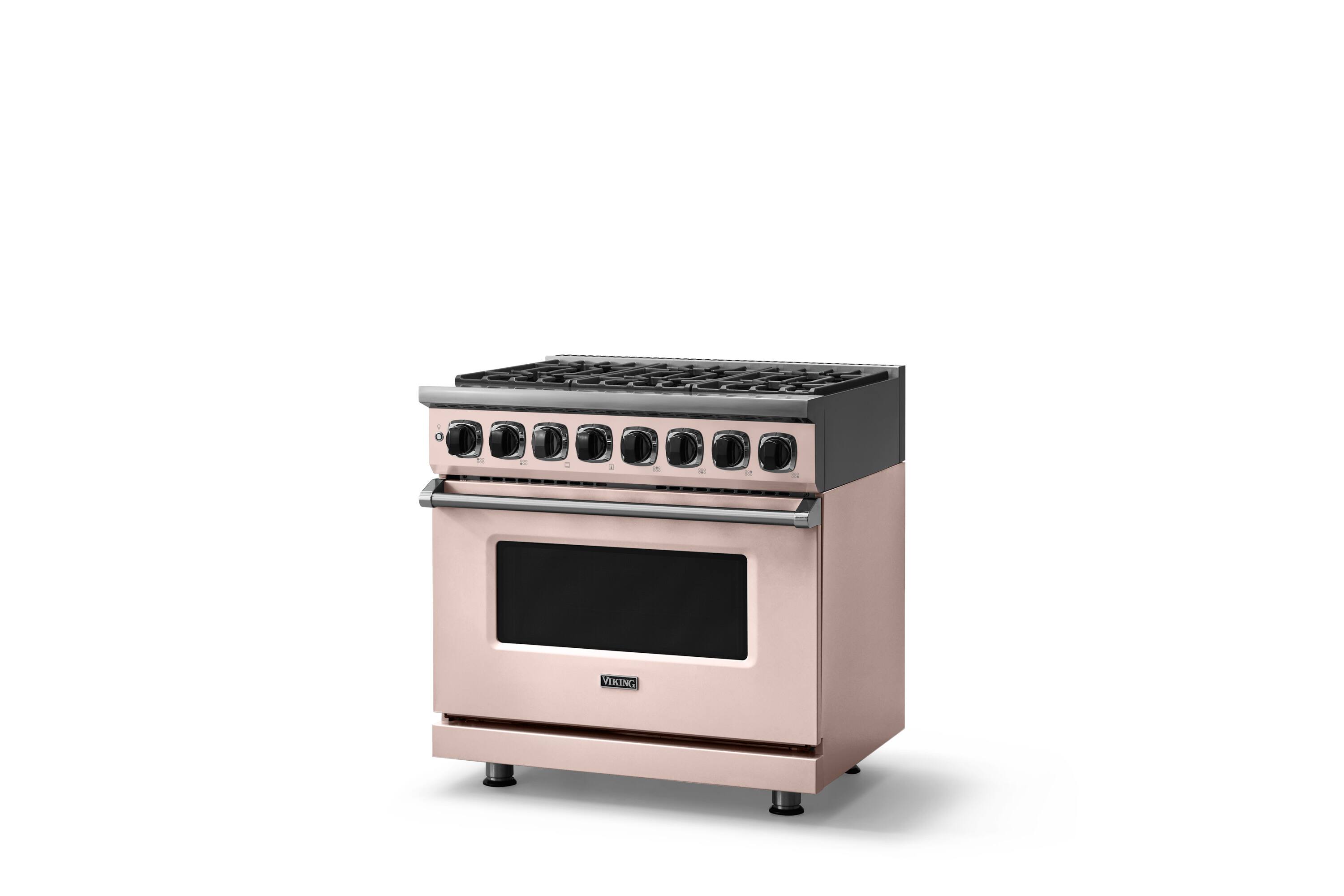 Angle. Viking - 36"W. 7Series  5.6 Cu. Ft. Dual Fuel Self-Clean 6 Burner Range-Blush - Blush.