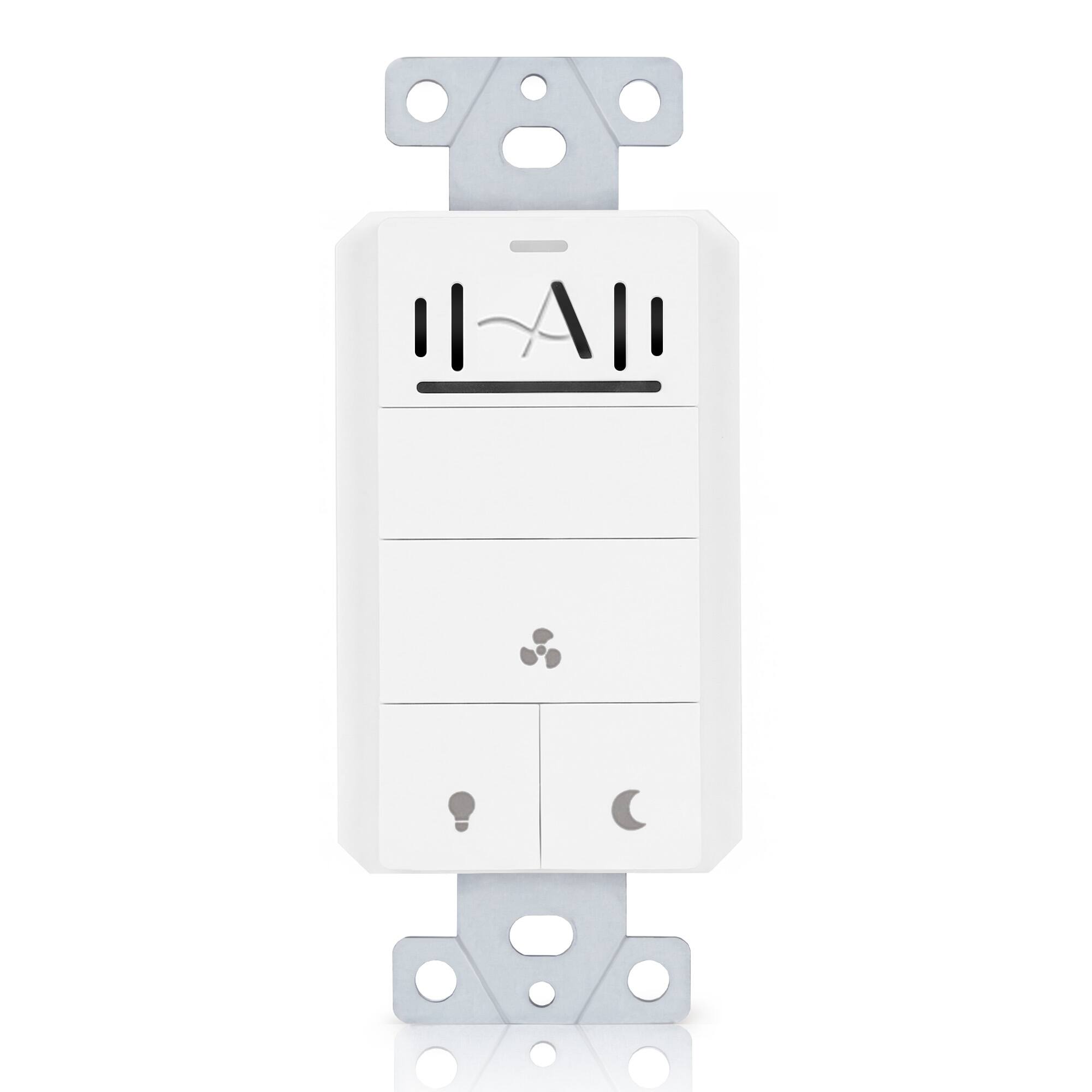 Front. Akicon - Akicon Humidity Sensor LED Dimmer Timer Switch with Motion-Activated Wall Plate for Bathroom Exhaust Fan in White - White.