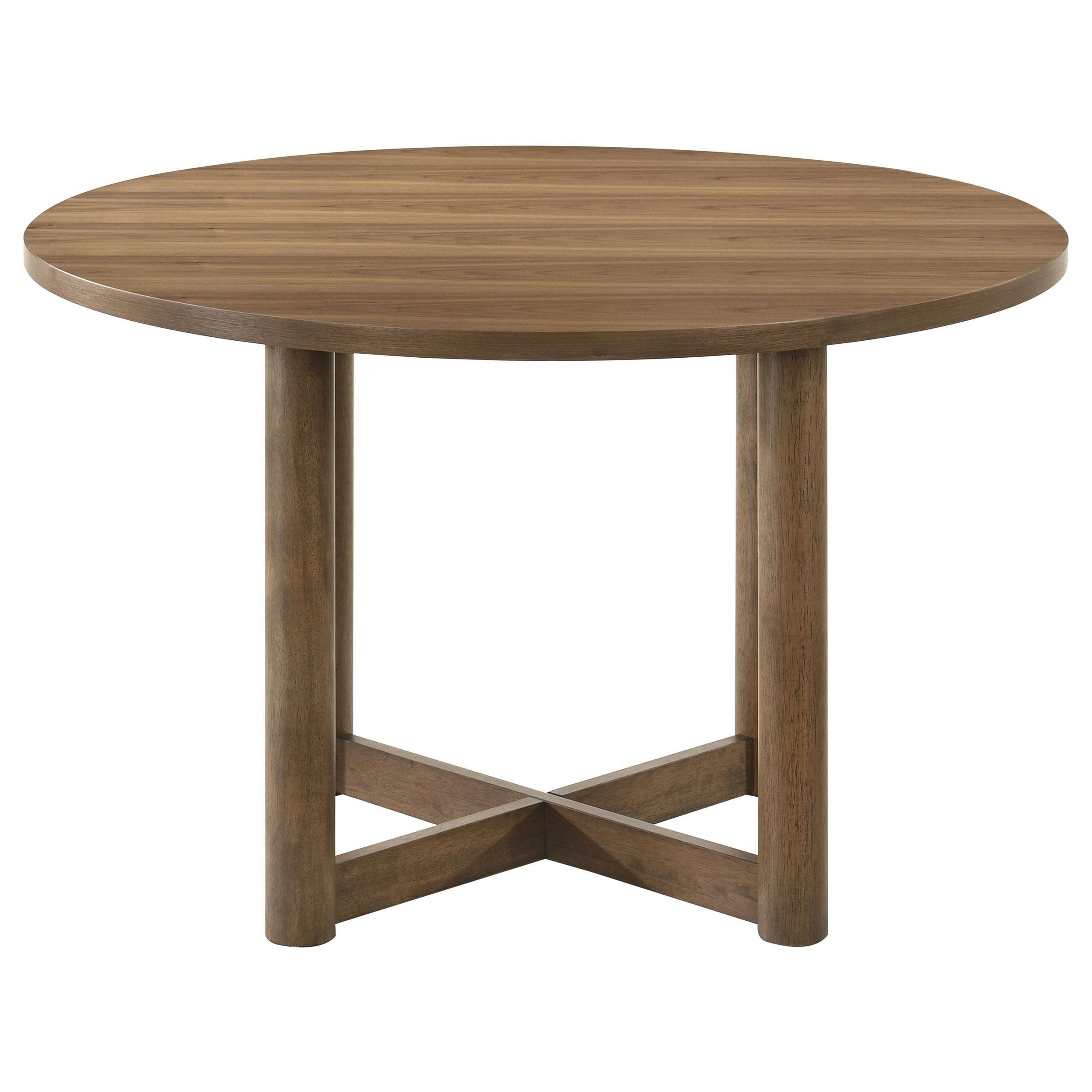 Alt View 1. Manhattan Lane - Billie Dining Table, Wood Frame, Cross Legs, Round 46 Inch - Brown.