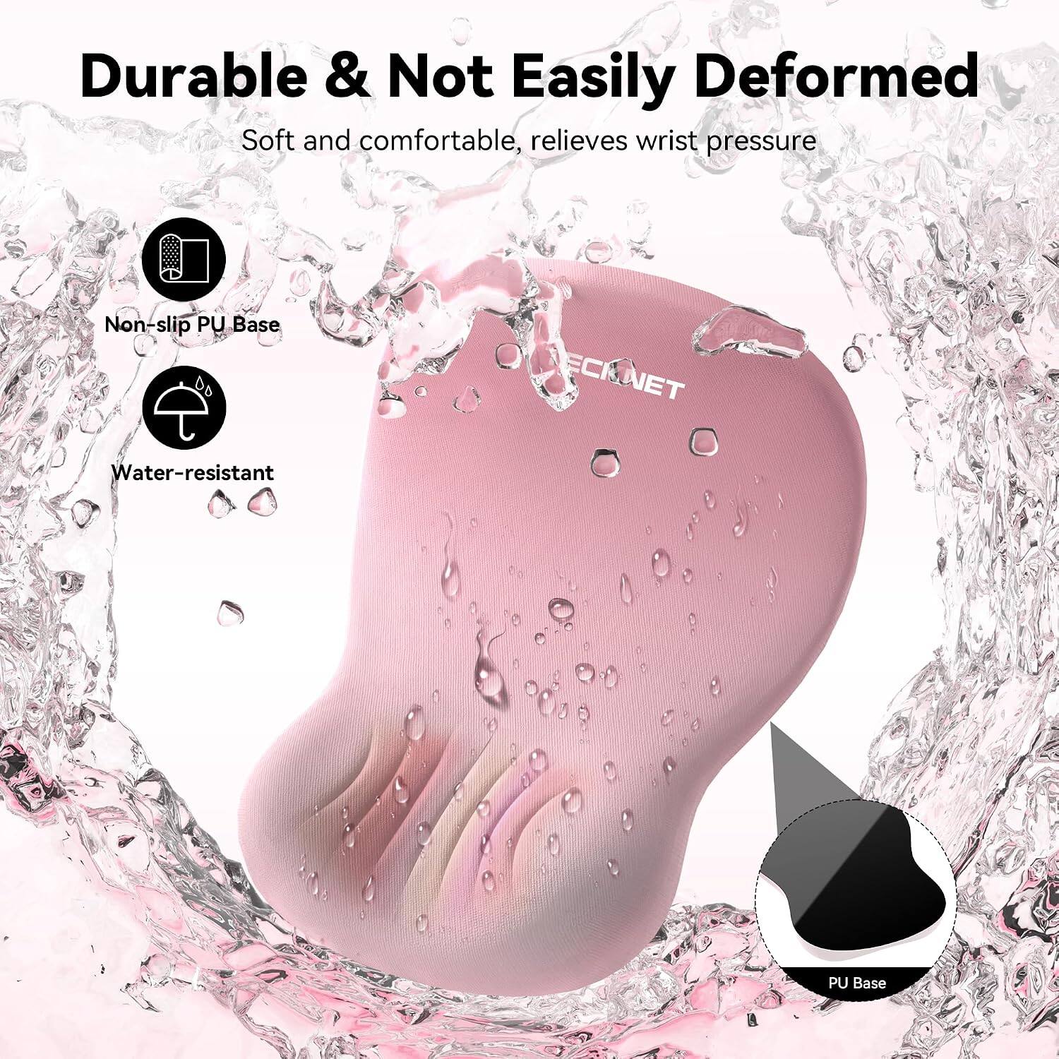 Durable & Not Easily Deformed  
Soft and comfortable, relieves wrist pressure  
Non-slip PU Base  
Water-resistant  
ECI ECKNET  
PU Base