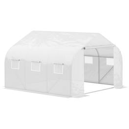 Outsunny - 11.5' x 10' x 6.5' Outdoor Walk-in Greenhouse, Tunnel Green House with Roll-up Windows, Zippered Door, PE Cover