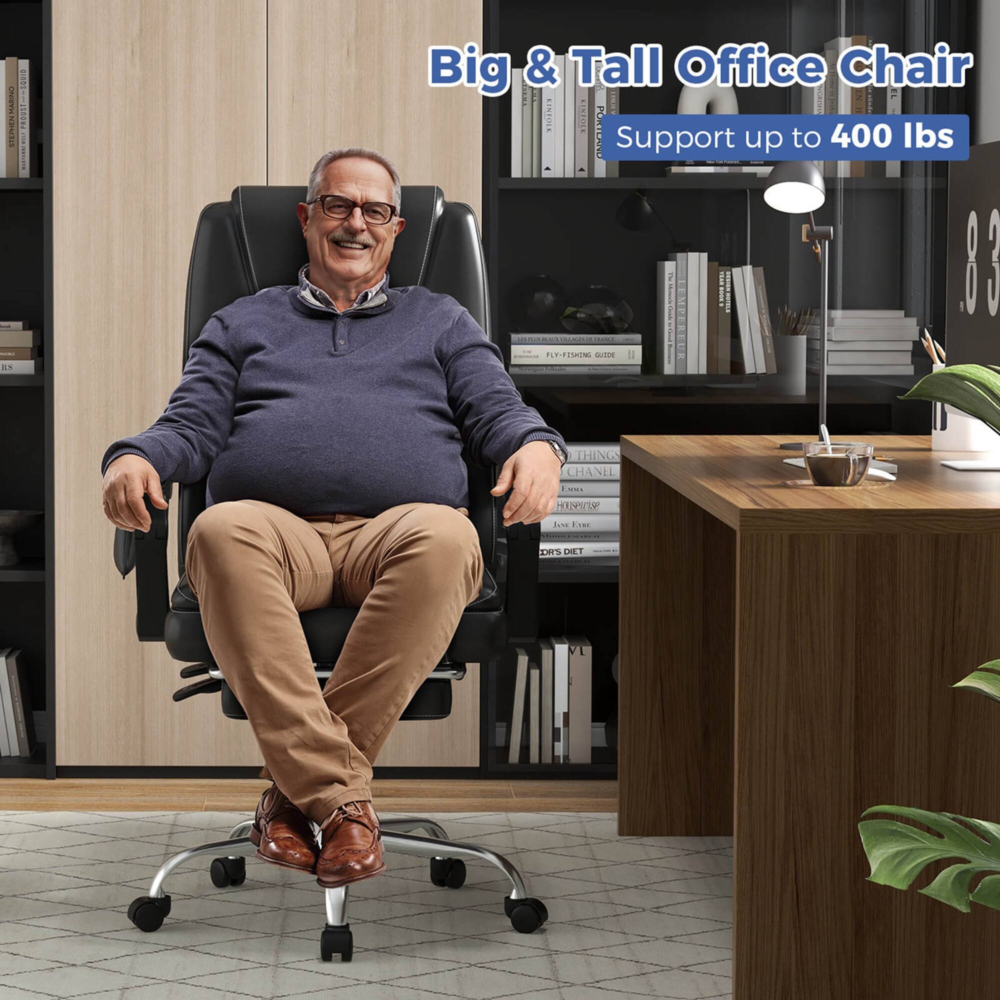 The text on the image is: "Big & Tall Office Chair Support up to 400 lbs."