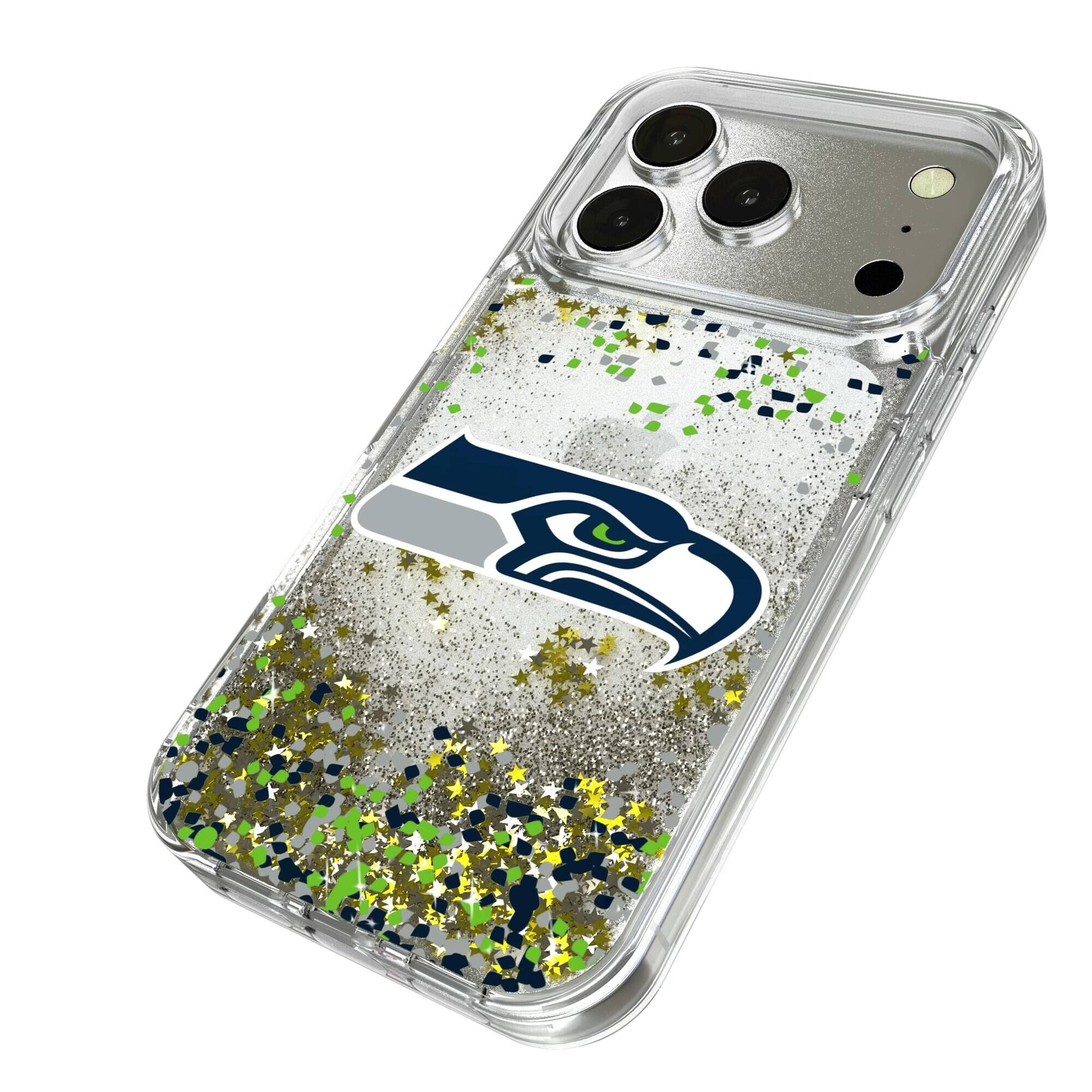 Alt View 1. Keyscaper - Seattle Seahawks iPhone Glitter Case with Confetti Design - 17 Pro Max - Multicolor.